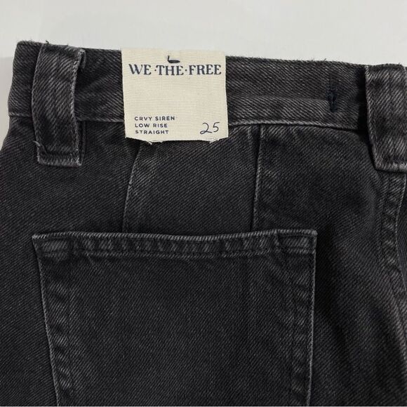 NWT‎ We The Free Jeans Size 25 Free People Black Curvy Siren Low Rise Straight - Picture 6 of 9